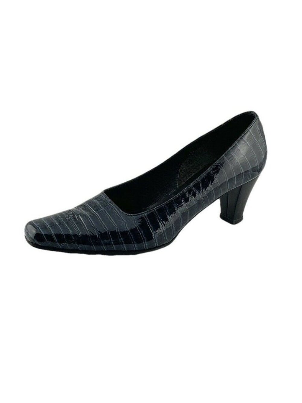 Boucherel Womens Black Croc-Embossed Leather Heels Size 38 - Picture 6 of 9
